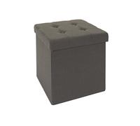 Pouf Altobuy NORA - Coffre Pouf Pliable Capitonné Coloris Gris -