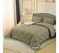 NORA HOME Couette 250x260 Beige Ultra Chaude pour lit 2 Personnes Réversible 400 GR/m². Anti-acariens. Antibactérien. Niveau Thermique 4.5/5. Fibre de Qualité 3D. Certifié Oeko-Tex - Bicolor