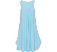 Nora Rose Nora Rose Blue Solid Modal Lycra Jersey Scalloped Lace Sleaveless Swing Nightdress