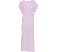Nora Rose Nora Rose Pink Solid Modal Lycra Jersey Cap Sleeve Long Nightdress
