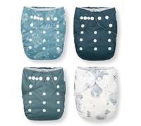 Nora's - Lot de 4 couches de poche en tissu avec 4 inserts - Housse imperméable, lavable, réutilisable - Taille unique pour nouveau-nés et tout-petits - Motif ours de maman