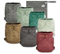 Nora's Nursery Lot de 7 couvre-couches en tissu, lavables et réutilisables avec fermeture à pression, plats ou ajustés, avec sac humide, caryer