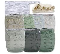 Nora's Nursery Morning Dew Lot de 7 couches en tissu avec 7 inserts et 1 sac humide - Housse imperméable, lavable, réutilisable et taille unique réglable pour nouveau-nés et tout-petits