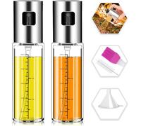 Norbase Lot de 2 vaporisateurs d'huile d'olive distributeur d'huile et de vinaigre rechargeable avec mesures pour barbecue cuisson à rôtir huile de frire régime alimentaire 100 ml avec pinceau Funne