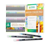Norberg & Linden Ensemble de pinceaux à eau XL50-48 marqueurs de peinture aquarelle, 1 pinceau à eau rechargeable, tampon de peinture - Conseils en nylon pour calligraphie - Stylos à colorier