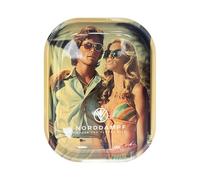 Norddampf Plateau à roulettes - 18 x 14 x 1,6 cm - Bol mélangeur - Bol à miettes - Plateau roulant - Petit plateau à roulettes - Différents designs (impression des années 70)