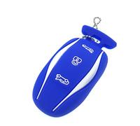 Nordecco Coque de clé arrière vierge en silicone pour Tesla S à 3 boutons Bleu