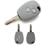 Nordecco Coque de clé en silicone pour Renault Trafic Clio Kangoo Master Modus Twingo Thalia I, LADA Largus, Dacia Duster Logan Sandero, Nissan NV300, Vauxhall Vivaro B Movano 2 boutons (gris)