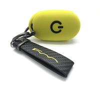 Nordecco Coque de protection en silicone compatible avec Fiat Electric 500e 2022-2023 avec porte-clés (coque jaune - porte-clés noir)