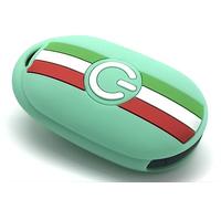 Nordecco Coque de protection en silicone pour clé de voiture avec drapeau italien compatible avec Fiat 500e Electric 2022 2023 et versions ultérieures (vert menthe)