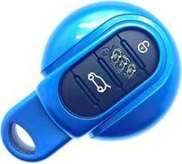 Nordecco Coque en plastique rigide métallique brillant pour mini clé intelligente sans ompatible avec Mini 2014-20 Hatch Cabrio Coupé Countryman PaceMan ClubMan F54 /F55 56 57 60 R60/61 (bleu)