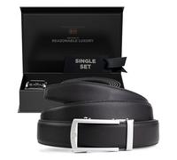 Nordform Ceinture en cuir sans trous pour homme - Boucle automatique - Taille adaptée - Fabriquée à la main - Qualité scandinave, Noir mat., 135