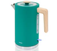 briebe Nordic Bouilloire Électrique 1,7 L, sans Fil, 2200 W Ébullition Rapide, sans BPA, Base 360°, Contrôleur Strix, Arrêt Automatique, Design Nordique, Poignée Effet Bois, Vert