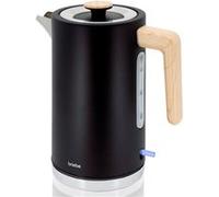 briebe Nordic Bouilloire Électrique 1,7 L, sans Fil, 2200 W Ébullition Rapide, sans BPA, Base 360°, Contrôleur Strix, Arrêt Automatique, Design Nordique, Poignée Effet Bois, Noir