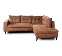 Bestmobilier - Canapé d'angle Convertible - Angle Droit - Nordic en Microfibre - Canapé Lit - Sofa Marron 5 Places - Salon Industriel/Vintage/Rétro