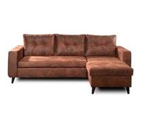 NORDIC - Canapé d'angle réversible - 4 places - Convertible - Industriel vintage - Marron Marron G