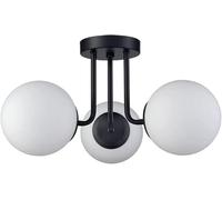 Nordic Close to Ceiling Light Fixture with Milk White Glass Globe Shade 3-Light Gold Chandelier Ceiling Lights Modern Sputnik E12 Pendant Lights for Living Room Bedroom Kitchen Entryway(Svart)