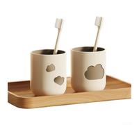 Nordic Cloud Design Lot de 2 gobelets de bain de bouche en plastique PP pour brosse à dents Résistant au chaud et au froid Café beige 8,2 x 10 cm