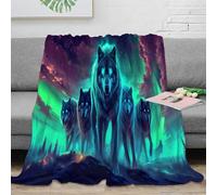 Nordic Dream Plaid Loup 3D Imprimé Microfibre Décoration Canapé Maison Couverture Motif Loup Douce Adulte Chambre 70×80(180x200cm)