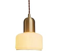 Nordic Gold Personalité Suspension Lampe Stripe Ceramics Pending Light Aymording Bottom Out Hollow Out Lampe Suspendue Lantern Cable Plafon