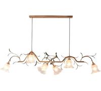 Nordic Home Decoration Glass Chandelier Retro Rustic Bronze Iron Art Flowers Light Farmhouse Gold Pendant Lamp for Dining Room Living Foyer Kitchen Island Entryway