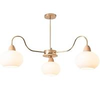 Nordic Home Decoration Large Milk Glass Sputnik Chandelier Mid Century Semi Flush Mount Ceiling Antique Lamp Wood Farmhouse Pendant Light Fixture for Living Room Bedroom