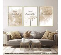 Nordic Ideas Set de 3 Affiche Fleurs Doré Tableaux Islamique Calligraphie Citation Posters 40x50 Toile Peinte Decoration Murale sans Cadre PTOF001-L