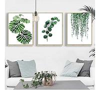 Nordic Ideas Set de 3 Affiches 20x30 Vert Tropical Plante Feuilles Toile Art Poster Décoration Murale Nature Tableau Moderne Design Impressions Sur Toile Affiche Deco Salon PTLS002-S
