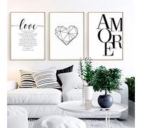 Nordic Ideas Set de 3 Affiches 40x50 Noir et Blanc Citation Amour Maison Tableau Decoration Murale Salon Impressions sur toile Poster noir et blanc Sans Cadre PTPC002-L