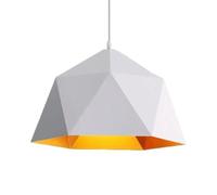 Nordic Industrial Style Hanging Light, E27 Base Single-Head Chandelier, Creative Personality Metal Pendant Lamp Lampshade, Office, Living Room & Restaurant Decorative Lighting Fixture(White,25cm)