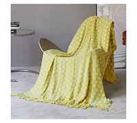 Nordic Knitted Throw Thread Blanket on The Bed Sofa Plaid Geometric Striped Travel TV Nap Blankets Soft (Color : Gold Size : 127152cm) (Yellow 127 * 152cm)
