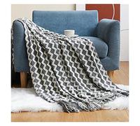 Nordic Knitted Throw Thread Blanket on The Bed Sofa Plaid Geometric Striped Travel TV Nap Blankets Soft (Color : Gold Size : 127152cm) (Dark Gray 127 * 152cm)