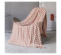 Nordic Knitted Throw Thread Blanket on The Bed Sofa Plaid Geometric Striped Travel TV Nap Blankets Soft (Color : Gold Size : 127152cm) (Pink 127 * 152cm)