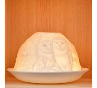 Nordic Light Bougeoir pour Bougie Chauffe-Plat, Ensemble d'abat-Jour et Assiette, hiboux Salon, Table de Salle à Manger, Accessoires de décoration d'intérieur - Porcelaine - Taille Unique, Fin Non