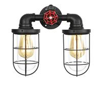 Nordic Loft Style Iron Water Pipe Lamp LED E27 2-Lights Edison Wall Sconce Retro Wall Light Fixtures For Home Vintage Industrial Lighting For Warehouse Restaurant Cafe Mo