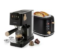 Nordic Machine à Café 20 Bars Capsules et Café Moulu, Grille Pain 2 Tranches Briebe SKT1221BLK 1350W Noir