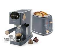 Nordic Machine à Café 20 Bars Capsules et Café Moulu, Grille Pain 2 Tranches Briebe SKT1221GRY 1350W Gris