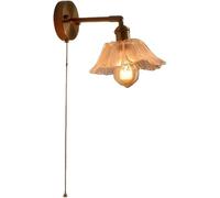 Nordic Modern Retro Flower Wall Lamp Adjustable Vintage d Sconce with Clear Purple Amber Glass Pull Chain Switch for Dining Room Bedroom Entryway Cafe Restaurant Light Base
