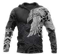 Nordic Myth Motif 3D Imprimé Femmes Hommes Sweat à Capuche Fashion Viking Tattoo Sweat Pullover Pull
