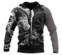 Nordic Myth Motif 3D Imprimé Femmes Hommes Sweat à Capuche Fashion Viking Tattoo Sweat Pullover Pull