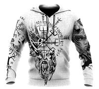 Nordic Myth Motif 3D Imprimé Femmes Hommes Sweat à Capuche Fashion Viking Tattoo Sweat Pullover Pull