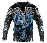 Nordic Myth Motif 3D Imprimé Femmes Hommes Sweat à Capuche Fashion Viking Tattoo Sweat Pullover Pull