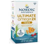 Nordic Naturals - Oméga 2X Ultime pour Ados à lHuile de Poisson, Arôme de Fraise - 60 mini gélules molles
