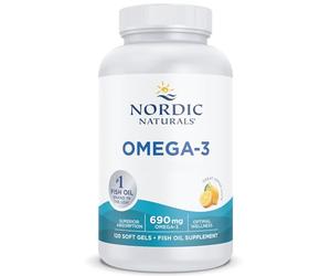Nordic Naturals, Omega-3, 690mg, avec EPA et DHA, Haute Dosé, Goût Citron, 120 Capsules molles, Testé en Laboratoire, Sans Soja, Sans Gluten, Sans OGM