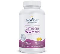 Nordic Naturals, Omega Woman, 500mg d'Oméga-3, avec Huile d'Onagre, Haute Dosé, Goût Citron, 120 Capsules molles, Testé en Laboratoire, Sans Soja, Sans Gluten, Sans OGM