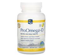 Nordic Naturals Promega-D Lemon saveur - 60 gels doux - 1280 mg d'om ga-3 + 1000 UI D3 - Huile de poisson haute potentiel - EPA et DHA - C ur de