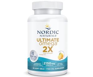 Nordic Naturals, Ultimate Omega 2X, 2150mg d'Oméga-3, Huile de Poisson avec EPA et DHA, 60 Capsules molles, Goût Citron, Testé en Laboratoire, Sans Soja, Sans Gluten, Sans OGM