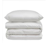 Nordic Paradise - Housse de Couette de Luxe en Satin de Coton 140x200 cm + 2 Taies d'oreiller 50x70 cm - Set de Linge de lit avec Fermeture Éclair Fine - Couleur Blanc Perle