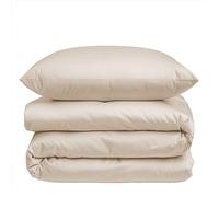 Nordic Paradise - Housse de Couette de Luxe en Satin de Coton 200x200 cm + 2 Taies d'oreiller 50x70 cm - Set de Linge de lit avec Fermeture Éclair Fine - Couleur Dune