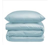 Nordic Paradise - Housse de Couette de Luxe en Satin de Coton 200x220 cm + 2 Taies d'oreiller 50x70 cm - Set de Linge de lit avec Fermeture Éclair Fine - Couleur Bleu fumée